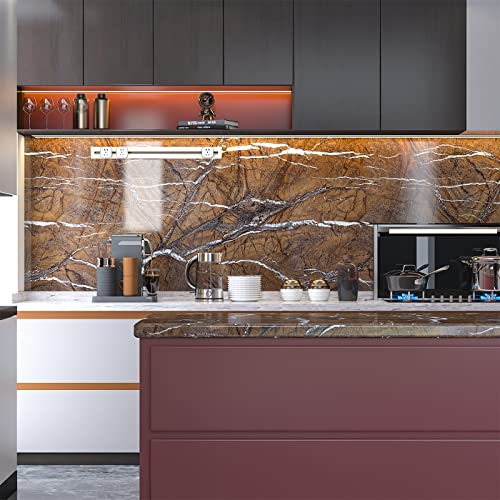 Vintage Brown Marble Contact Paper 88" X 16" Marble Wallpaper Self Adhesive Peel and Stick Waterproof Vinyl Wrap Film for Kitchen and Bath Countertops Cabinets and Backsplash DIY