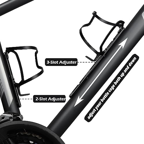 Bike Water Bottle Cage Adapter - 2 Slot, Black, Adjustable Mount