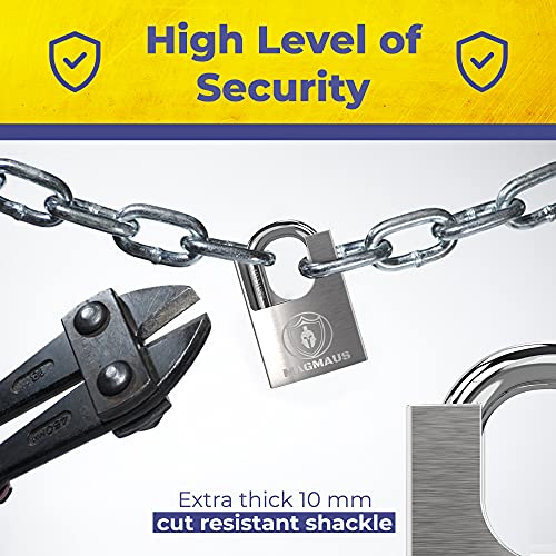 Magmaus¢ç SDL/50 [Closed Shackle] Heavy Duty Lock with 3 Keys - [Stainless Steel] Weatherproof Padlock for Outdoor Use - Ideal for Storage Unit, Shipping Container, Gate