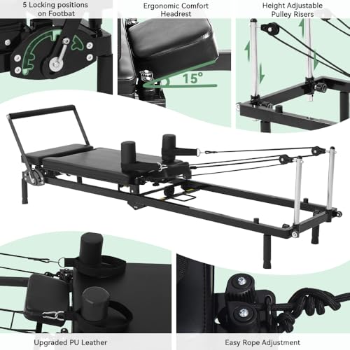 Foldable Pilates Reformer Machine with Dual Resistance System