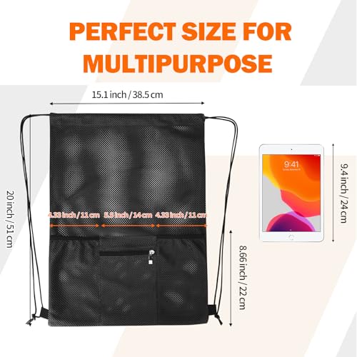 NATURAL STYLE Mesh Drawstring Backpack Bag, Gym Sports Bag with
