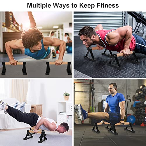 Wood Push Up Bars - Anti-Slip Handstand Parallettes - Black
