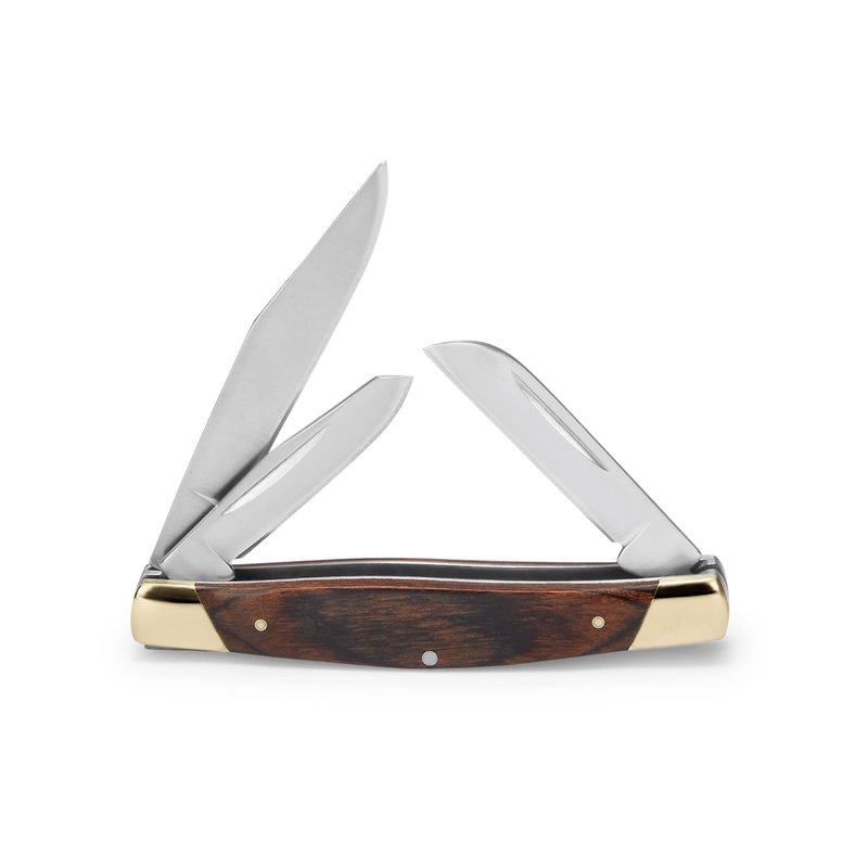 Buck Knives 373 Trio 3-Blade Folding Pocket Knife, Burlwood Inlay Handle with Nickel Silver Bolsters, 420J2 Steel Clip, Spey, and Sheepsfoot Blades, EDC Multi-Blade Pocket Knife, 1.9 oz