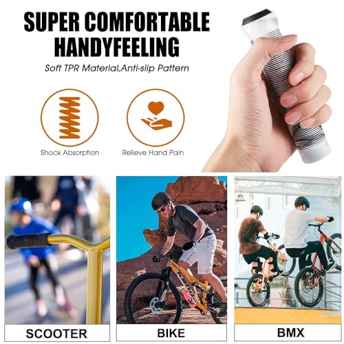 Handlebar Grips - Mixed Color 145mm Soft Grips for Scooter & BMX - Black/White
