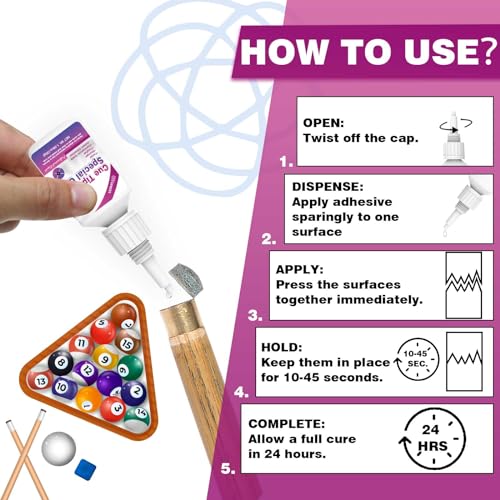 Quick-Drying Pool Cue Tip Glue - 30ml Billiard Cue Tip Repair Adhesive