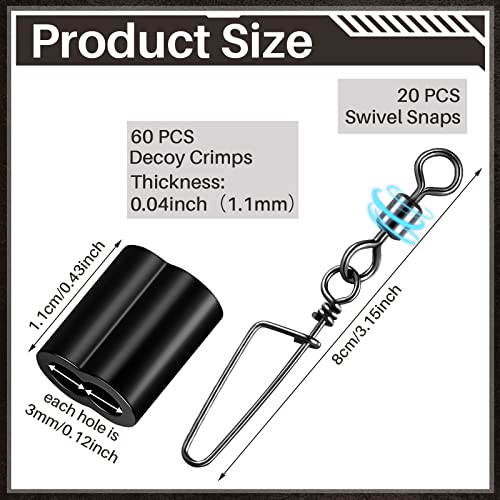 Hotop Decoy Crimp Swivel Snap Set for Duck Decoys – Black, 80 Pieces
