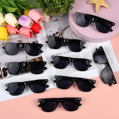 Kids Sunglasses Set - 10 Pack Retro UV400 Protection - Black
