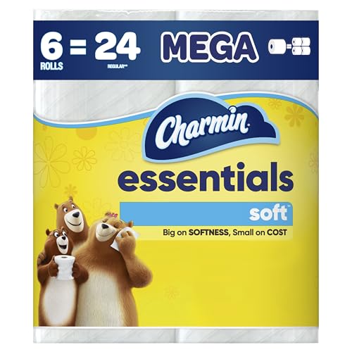 Essentials Soft Toilet Paper - 6 Mega Rolls, 330 Sheets Per Roll