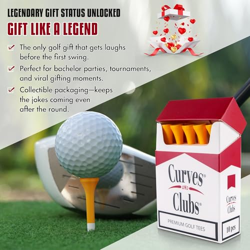 Curves & Clubs Premium Golf Tees Cigarette Box - Funny Bamboo Golf Accessories (Variation 1)
