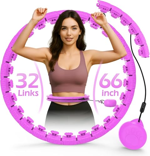 Purple Weighted Hula Hoop for Adults, Adjustable Fitness & Weight Loss Circle