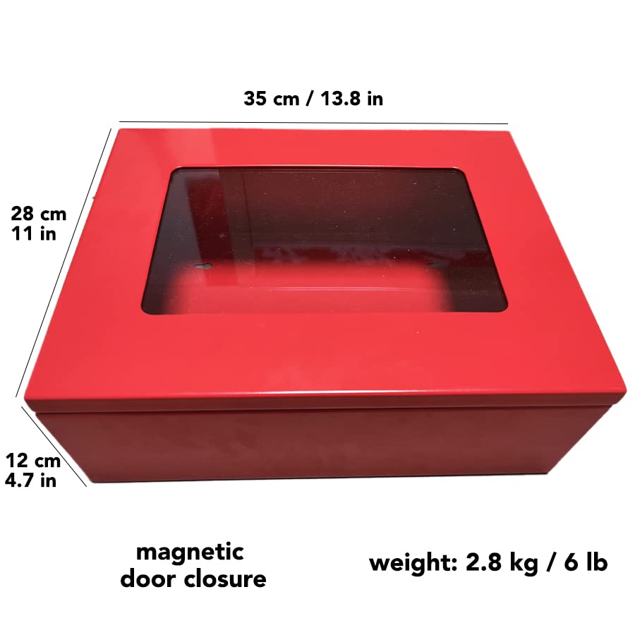 Cabinet for Fire Escape Ladder 2-Story Small | Box for Fire Rescue Stuff | Comes with Hooks for Fire Blanket and Fire Extinguisher - 14 * 11 * 5 inches | External Internal Storage for Emergency Ladder