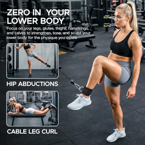 Adjustable Fitness Ankle Straps for Cable Machines - Black, 2PCS