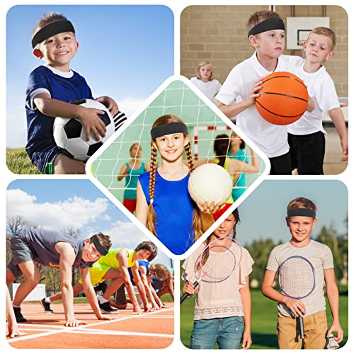 Athletic Sports Headbands for Kids - Sweat-Absorbing Running Gear - 2 Black