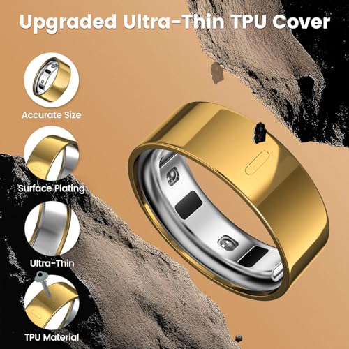 TPU Ring Cover for Oura Ring Gen 4/3 - Gold, Size 8 (3 Pack)