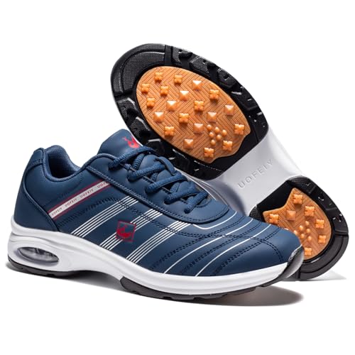 U.Ofeiy Men's Blue 9.5 Arch Fit Golf Shoes - Casual Anti-Slip Outdoor Sneakers
