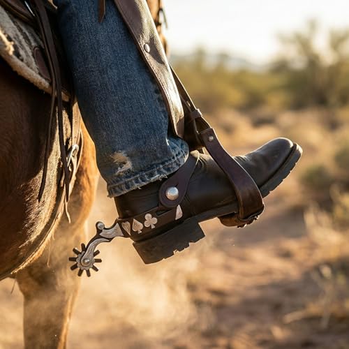 Suohanfei Low-Carbon Steel Horse Spurs Set with Adjustable Spur Straps for Equestrian Riding