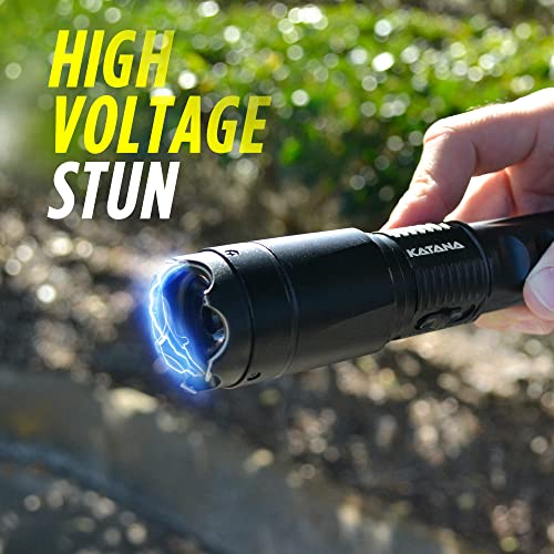 Guard Dog Security K-tana Stun Gun with Flashlight, Heavy Duty Aluminum Stun Gun for Self Defense, Ultra Bright LED Flashlight, Rechargeable