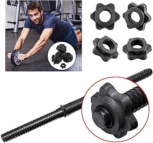 1-Inch Dumbbell Spinlock Collars - 4 Pairs Black Clamps