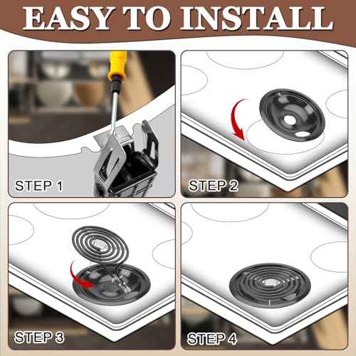 WB31M20 WB31M19 Black Porcelain Drip Pan Set & WB30M2 WB30M1 Electric Range Burner Element Unit Set & WB17T10006 Range Terminal Block Kit by Cenipar-Compatible with GE Hotpoint Kenmore Range/Stove