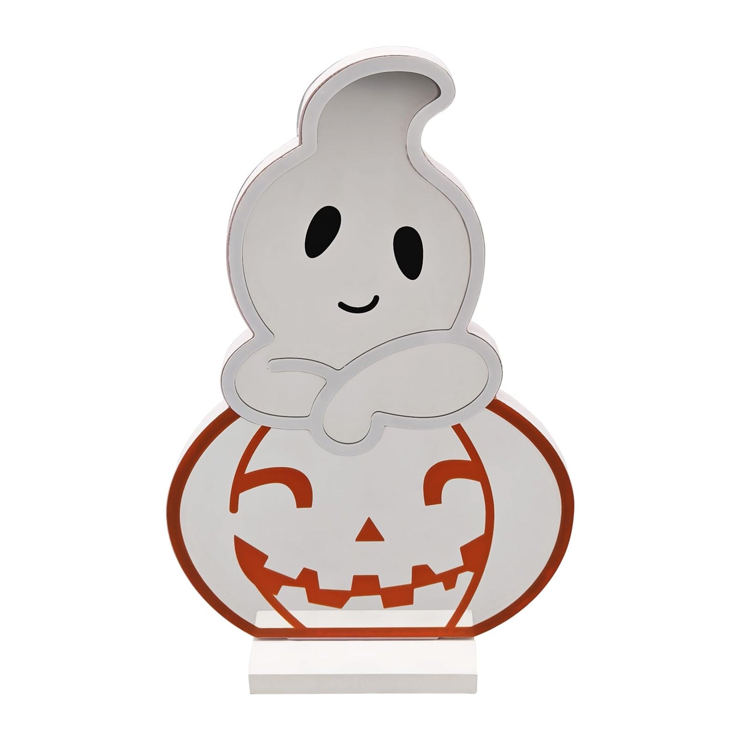 DUOMY DÉCOR LED Halloween Pumpkin Light, Cute Neon Pumpkin and Ghost Sign Decor,11.57 Inch Halloween 3D Infinity Lights with USB Powered for Table, Room, Party Decoration