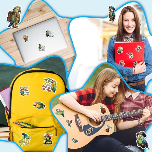 Parrot Stickers 50 Pieces Vinyl Waterproof Decal for Laptop Water Bottle Phone Car Window Bike Motorcycle Stakeboard Scrapbook Parrots Sticker Gifts for Kid Teen Adult