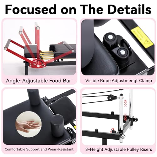 Pilates Reformer Machine - Foldable, Adjustable Resistance, 330lbs