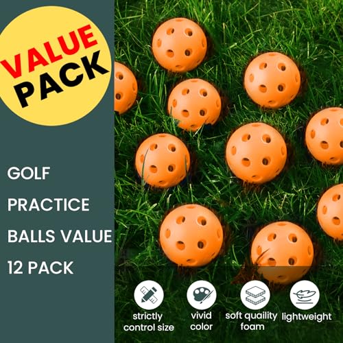 Practice Golf Balls - Limited Flight Training, Orange, 12 Pack