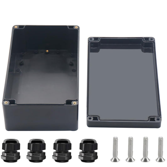 Otdorpatio Project Box ABS Black Electrical Boxes IP67 Outdoor Waterproof box Electronic Junction Box Power Enclosure with Cable Glands for DIY Project 7.9 x 4.7 x 3 inch (200x120x75mm)