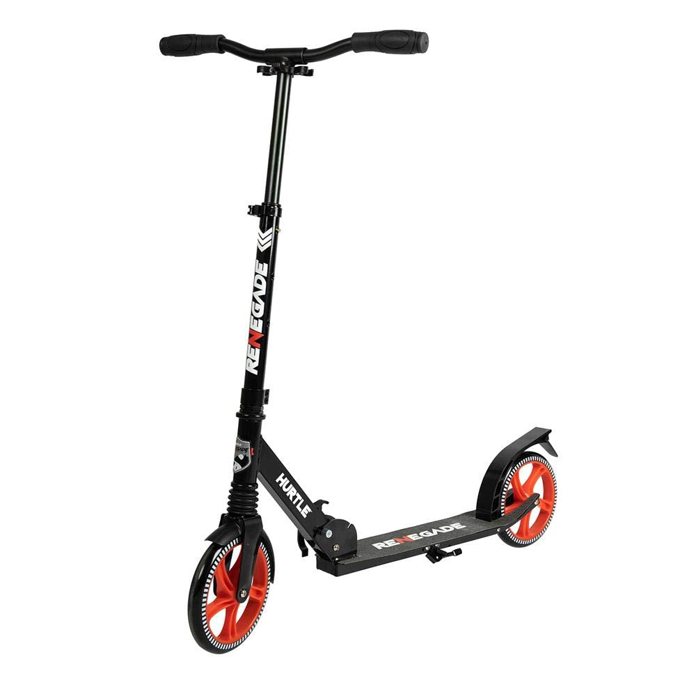 Hurtle Two Wheel Scooter for Teens, Smooth Gliding Kick Scooter for Adults w/ Adjustable Height for Ages 8+, Portable All Terrain Scooter w/ Carry Straps, Easy to Fold