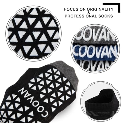 COOVAN Mens Grip Ankle Socks Non-Slip Yoga Socks Small-Medium Multicolor 5 Pairs