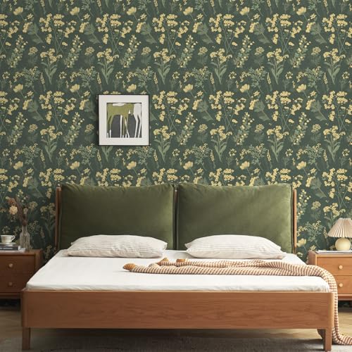 Sage Green Peel and Stick Wallpaper A Set of 17.3"x120" Floral Contact Paper for Cabinets Green Leaf Removable Wallpaper Waterproof Self-adhesive Decorative Wall Paper for Shelf Drawer Bathroom Walls