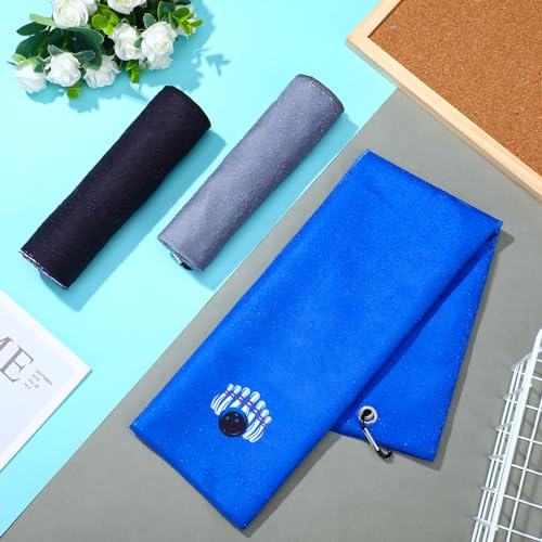 Bowling Towel Set with Clip - 3 Pack Absorbent Cotton Towels for Pins & Balls