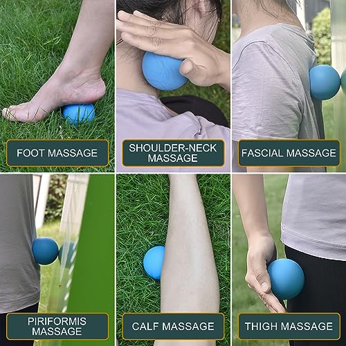 Massage Lacrosse Balls for Myofascial Release - 2 Pack (Red & Blue)