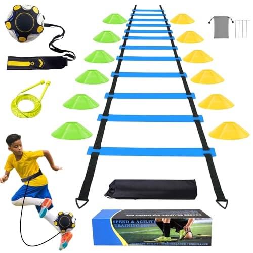 Soccer Agility Training Equipment Set - Large 20Ft Ladder & 12 Cones