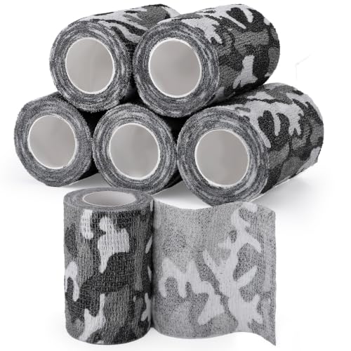 Treaful Black White Camo Wraps Tape 3in x 14.8ft Self-Adhesive Camouflage Bandage for Outdoor Sports