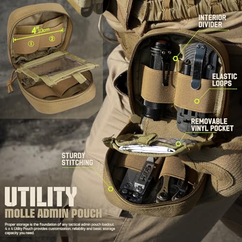 RXW Khaki 2 Pack Mini Molle Pouches Tactical EDC Belt Pouches