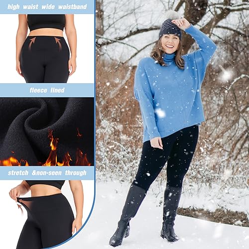 We Fleece Plus Size Black Fleece-Lined Leggings X-Large 3 Pack for Women