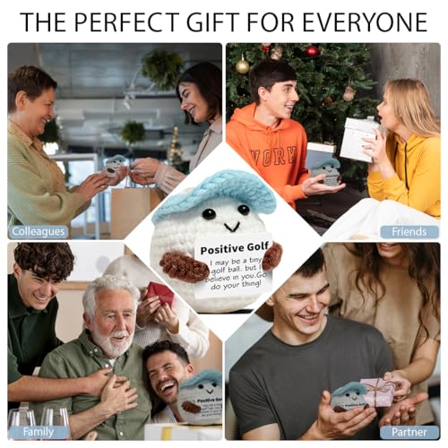 Mini Crochet Golf Ball with Positive Card - Gift for Men