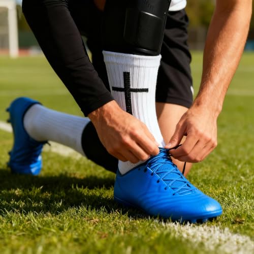 Cross Grip Non-Slip Soccer Socks - 2 Pairs with Bible Verse - Black & White