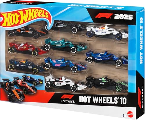 Hot Wheels Formula 1 2025 10-Pack - 1:64 Scale Die-Cast Racecars