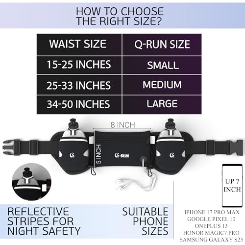 Hydration Running Belt with Bottles - Unisex Waist Pouch for Runners