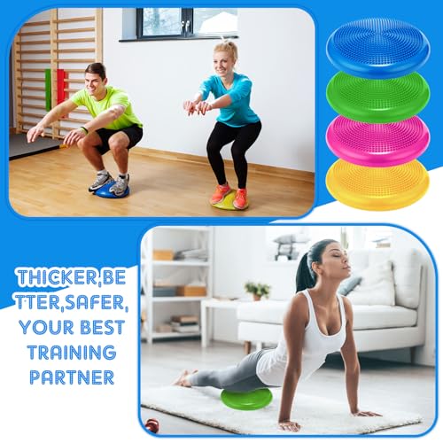 Jerify Fresh Colors 4-Pack Inflatable Wobble Cushions for Balance & Exercise