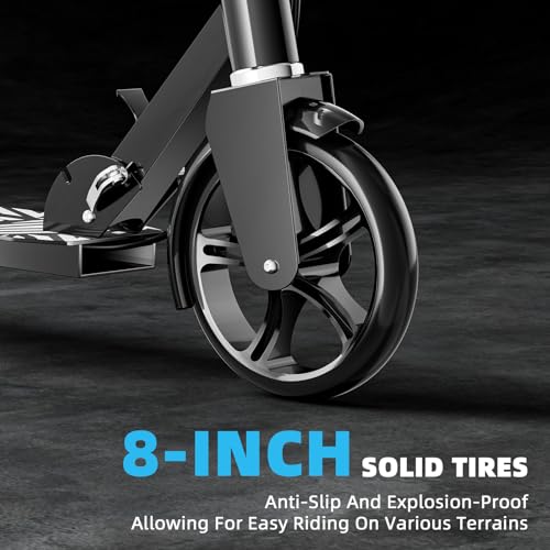 Lightweight Foldable Scooter for Kids & Adults - 8-Inch Wheels, Black