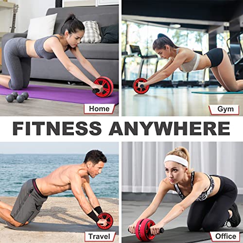 Ab Roller Wheel for Core Strength Training - Red with Knee Pads