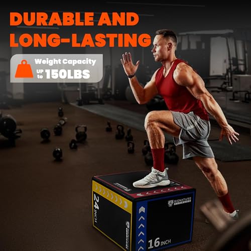 3-in-1 Foam Plyometric Jump Box - Colored, 16"x20"x24"