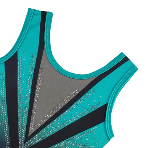 Sleeveless Sparkly Leotard for Girls 4-5T - Jewels Black Green