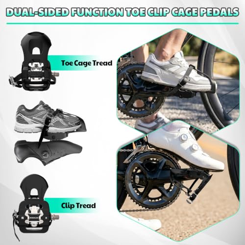 BUCKLOS Bike Toe Clip Cages Pedals Compatible with SPD Cleats&Peloton