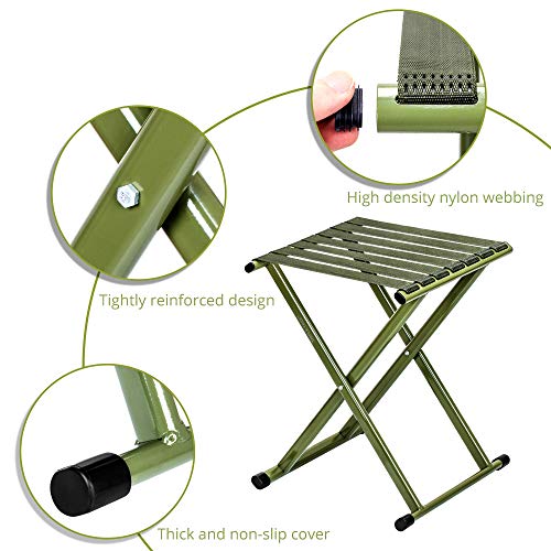 TRIPLE TREE Folding Stool 17.8" Heavy Duty Camping Chair Supports 600 lbs – Outdoor Portable