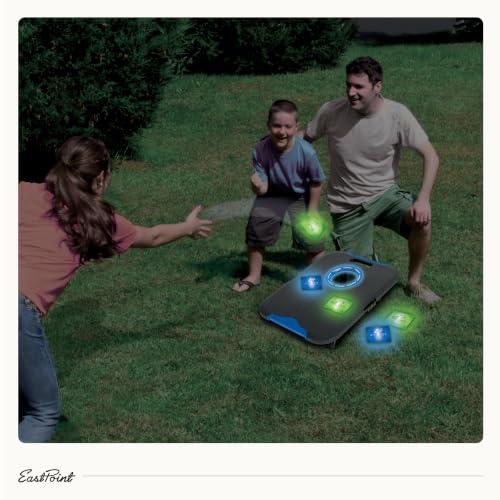 EastPoint Light-Up Cornhole Set with 2 Targets, 8 Bean Bags & LED Lights - Black/Blue