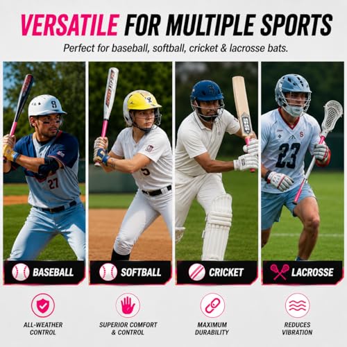 Baseball Bat Grip Tape - 1.1MM Slip-Resistant for All Weather - Pink